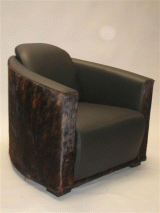 Kuhfell und Leder Sessel Modell Hufeisen