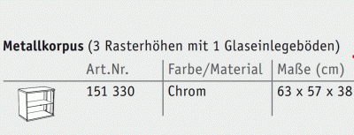 Korpus aus Metall mit Fronten in Holz, Glas, Metall BIII 380 f�r Breite 65 cm