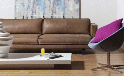 Sofa Havanna mit offener Naht in Leder Afrika 3-Sitzer