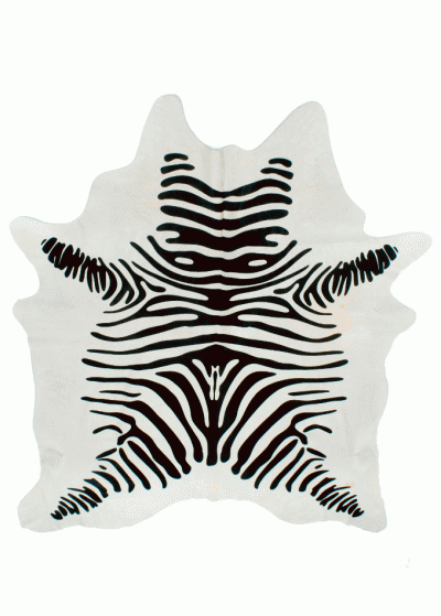 Kuhfell gebrochenes weiss mit Zebra bedruckt ca. 3 m2