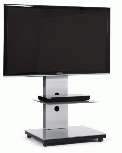 TRAY TV-St�nder mit Glasablage in Silver (SV)